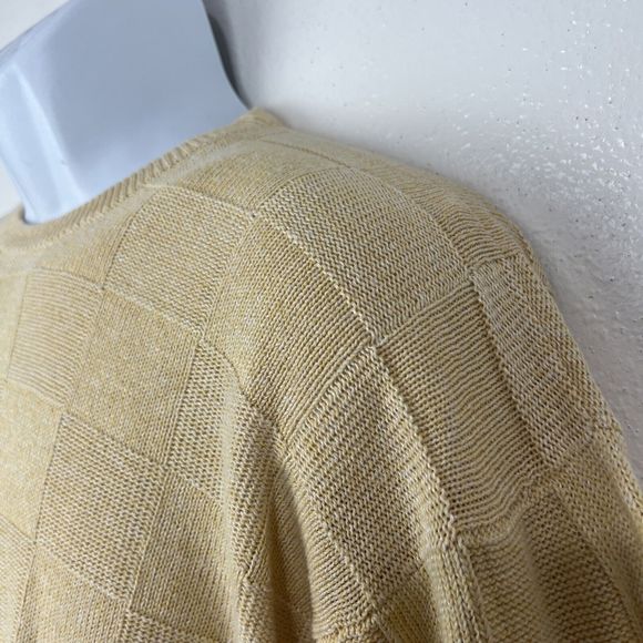 Clan Douglas Sweater Men Large Linen Silk Blend Yellow Check Scotland Pullover - Picture 10 of 15